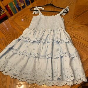 American Eagle Outfitters Light Blue Eyelet Tiered Dress